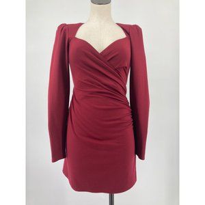 Reformation Dress Long Sleeve V Neck Ruched Small